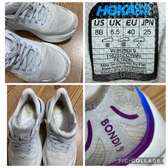 HOKA ONE ONE Bondi 9 Running Shoes 8 White Max Cushion Road Trainers No Insoles - Picture 8 of 8